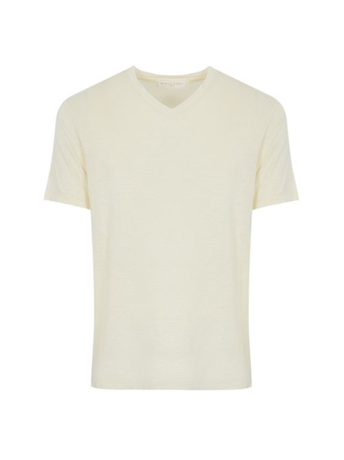 T-shirt con scollo a V in lino Burro DANIELE FIESOLI | DF 0601600